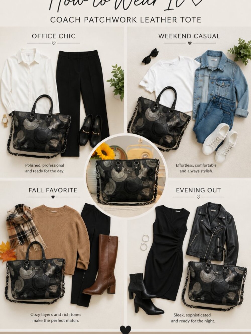 Coach Madison Patchwork Leather Tote Bag | Large Shoulder Bag - Picture 2 of 8